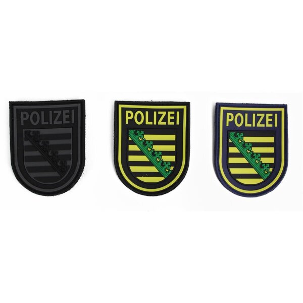 MRBS Rubber &Auml;rmelabzeichen - Polizei Sachsen Patch - 9 x 7,2 cm