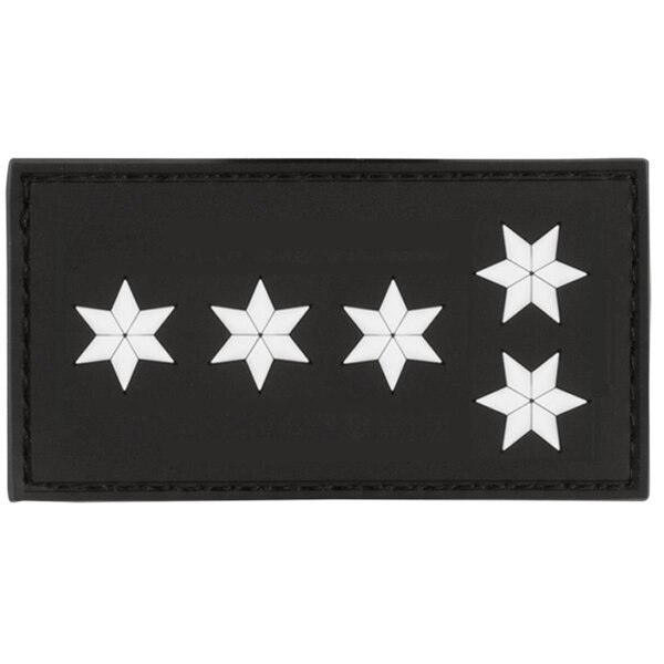 MRBS Rubber Patch POLIZEI Dienstgradabzeichen Polizeihauptkomissar (EPHK, 5 wei&szlig;e Sterne) - 7,5 x 4 cm