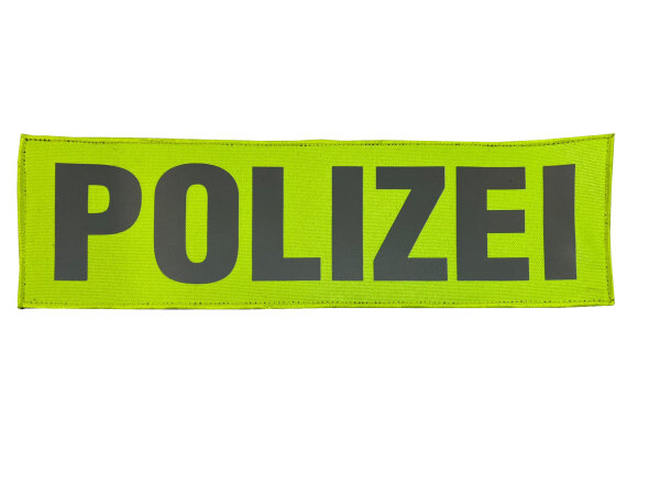 HCIM Patch Klettabzeichen POLIZEI - 15 x 5 cm neon gelb / reflektierend
