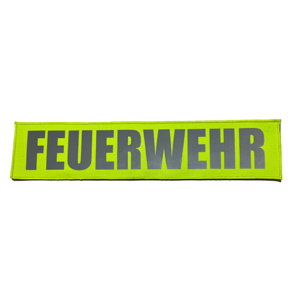 HCIM Patch Klettabzeichen FEUERWEHR -  38 x 8 cm neon gelb / reflektierend