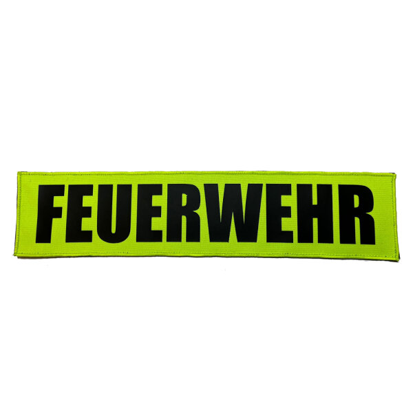 HCIM Patch Klettabzeichen FEUERWEHR -  38 x 8 cm neon gelb / schwarz