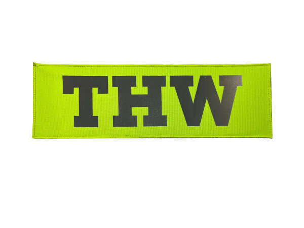 HCIM Patch Klettabzeichen THW - 30 x 10 cm neon gelb / reflektierend