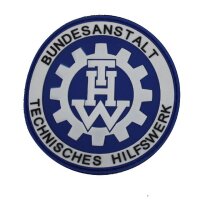 Bundle THW Fleecejacke blau mit Rubber Patch, Nationalit&auml;tsabzeichen deutsch und Neon R&uuml;ckenpatch