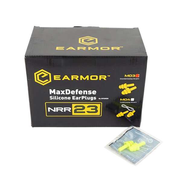 Earmor 100 Paar Karton In Ear Silikon Geh&ouml;rschutz Max Defense M03