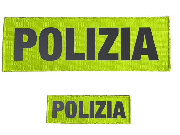 HCIM Patch Klettabzeichen POLIZIA - 30 x 10 cm neon gelb / reflektierend