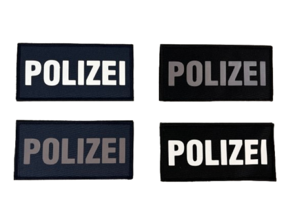 HCIM Patch Klettabzeichen POLIZEI 14 x 7 cm wei&szlig; / reflektierend